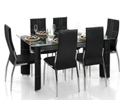 Shop Now For Oslo Dining Table - Black/Black Glass at UK Graded Stock